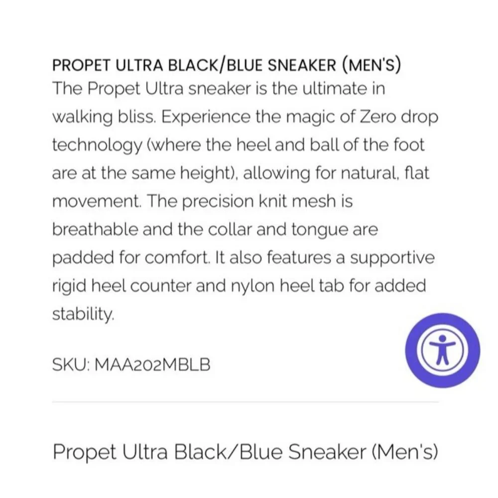 Propet Mens Sz 10.5W Ultra Black & Blue Sneakers Athletic Shoe NEW $130